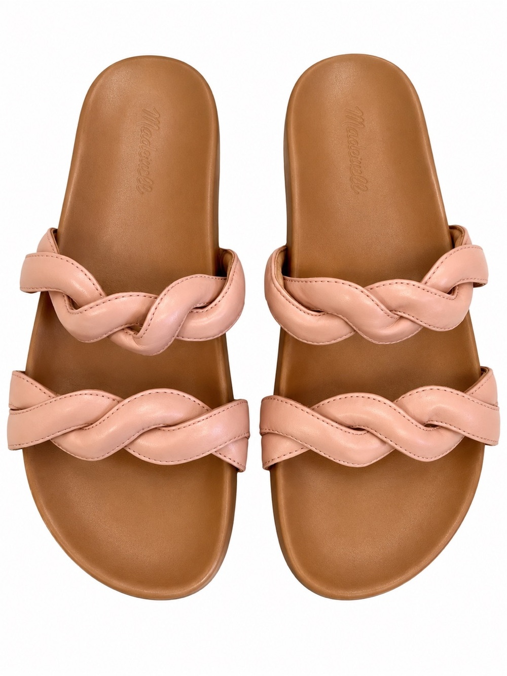 Madewell 10M The Walker Slide Sandal comfy puffy braided straps soft pink travel